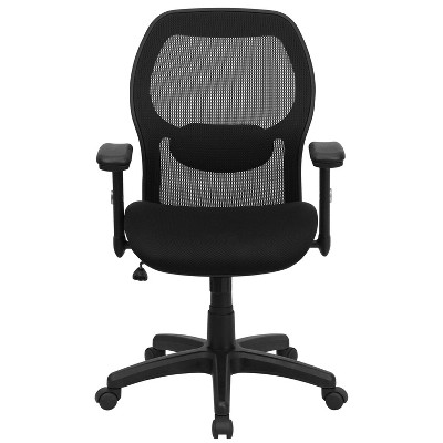 Ergonomic Mid-Back Black Mesh Executive Swivel Chair with Adjustable Arms
