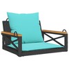 vidaXL Swing Bench with Cushions Black 24.8"x24.4"x15.7" Poly Rattan - 2 of 4