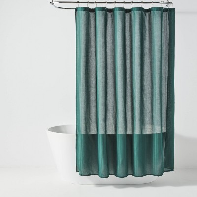 Fabric Herringbone Shower Curtain Dark Green - Room Essentials™