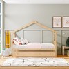 NicBex Twin Size Loft Bed Roof Shape Pine Bed Frame with Twin Trundle and Headboards for Bedroom, No Box Spring Required - 2 of 4