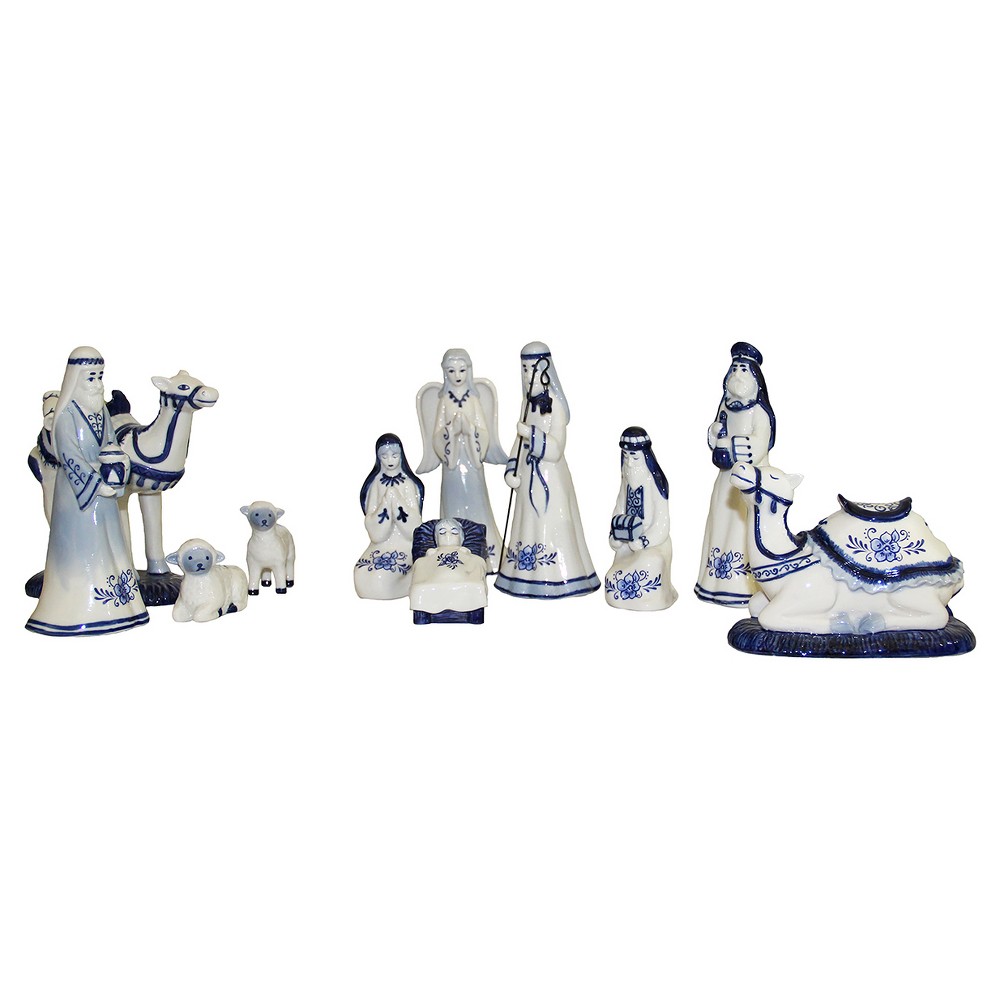 UPC 086131656583 product image for Porcelain Delft Blue 11-Piece Nativity Set | upcitemdb.com