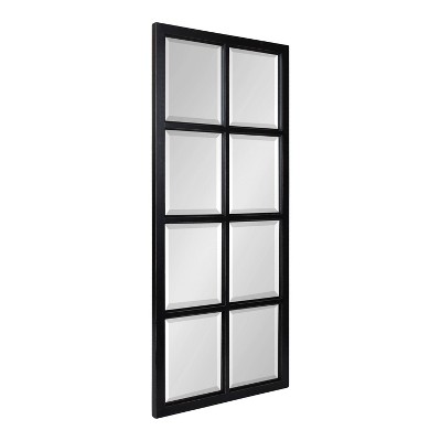 18" x 42" Hogan Windowpane Wall Mirror Black - Kate & Laurel All Things Decor