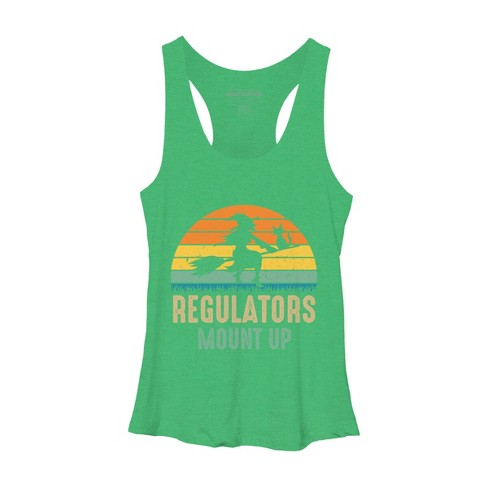 Women's Design By Humans Regulators Mount Up Halloween Witch By Redbirdls Racerback  Tank Top - Green Heather - Small : Target