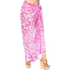 LA LEELA Women's Beachwear Summer Beach Wrap Bikini Wraps Sarong Coverups Skirt Swimsuit Swimwear Swim Cover Up for Women One Size Pink,Leaf - 1 of 4