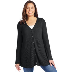 Woman Within Plus Size Babydoll Cardigan Sweater - 1 of 4