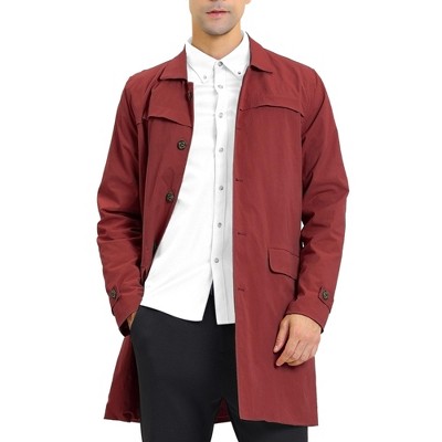 Lars Amadeus Men's Lightweight Solid Color Single Breasted Overcoat