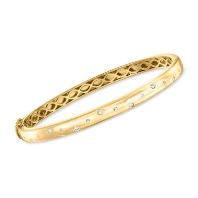 Ross-Simons 0.25 ct. t.w. Diamond Dotted Zigzag Bangle Bracelet in 18kt Gold Over Sterling
