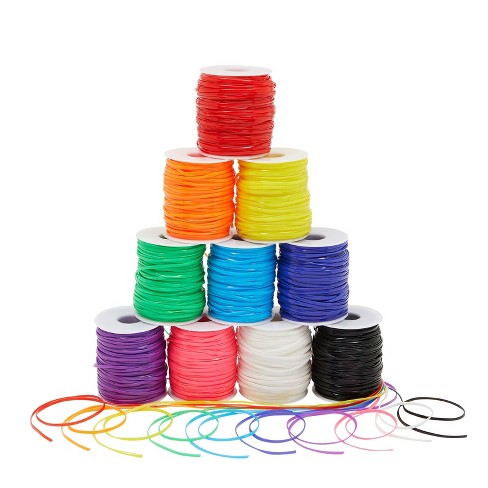 Bright Creations Lanyard String Boondoggle Kit with 10 Rolls (40 Yards Each) for Keychains and Bracelets (100 Total Pieces)