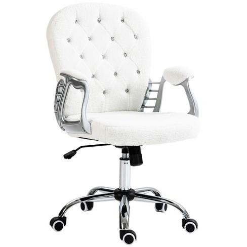 Vinsetto Vanity Teddy Fleece Mid Back Office Chair Swivel Tufted Backrest  Task Chair With Padded Armrests, Adjustable Height, Rolling Wheels, White :  Target
