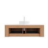 Dolonm Wall-Mounted Floating Curved Edge Vanity with Ceramic Sink, Natural Woodgrain Storage Cabinet with Soft-Close Drawer - 4 of 4