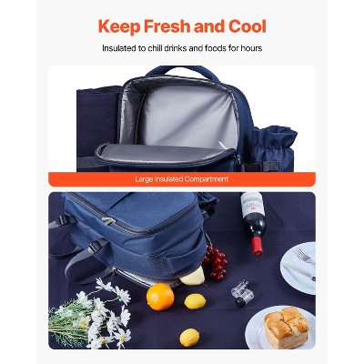 VEVOR Picnic Backpack, Beach Picnic Backpack Bag for 2 Person with Insulated Cooler Compartment, Detachable Bottle/Wine Holder, Navy Blue — фото 6