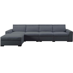MAYEERTY 149 Inch Modular Sofa with Ottoman - Linen Blend Upholstery, Detachable Covers, Anti-Slip Leg Pads - 1 of 4