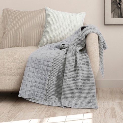 Mills Waffle Grey Quilted Throw Levtex Home