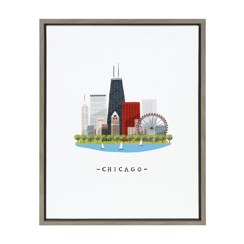 Photos - Other interior and decor 18" x 24" Sylvie Chicago Skyline Illustration by Maja Tomljanovic Framed W