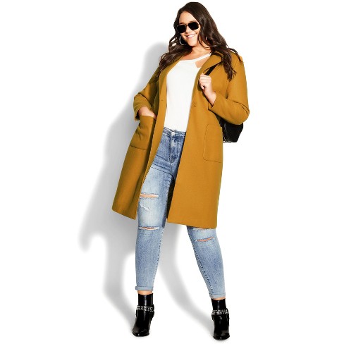 Women's plus 2024 size mustard coat