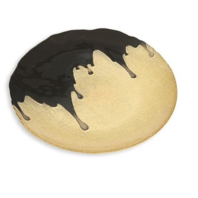 Classic Touch 11"D S/4 Dinner Plates Gold with Black Dipped Design
