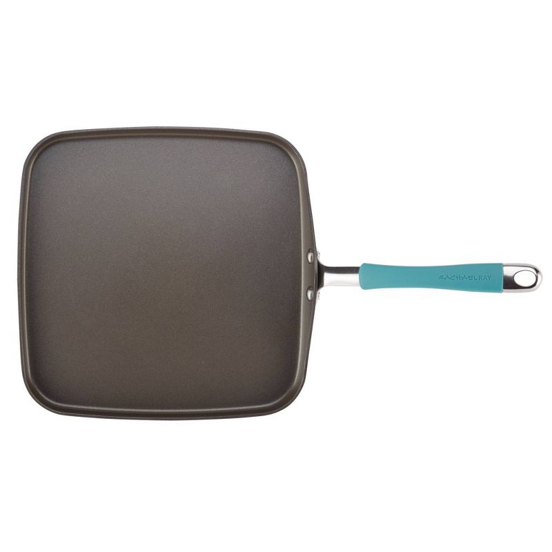 Rachael Ray Cucina Hard Anodized 11&#34; Square Shallow Griddle Agave Blue Handle, 4 of 9
