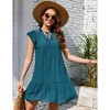 Women's Babydoll Mini Dress Summer V Neck Flutter Sleeve Boho Floral Flowy Shift Short Dress - 4 of 4