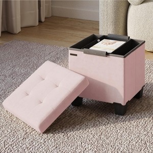 StorageBud Storage Ottoman for Bedroom End of Bed, Velvet Storage Bench, Large Storage Ottoman Bench, Entryway Bench with Storage - 1 of 4