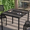Flash Furniture Lark Outdoor Dining Table with Synthetic Gray Wash Teak Poly Slats - 35" Square Steel Framed Restaurant Table with Umbrella Hole - 3 of 4