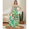 HAPPY BAY Women's House Daily Routine Evening Wear Holiday Flowy Backless Maxi A Line Casual Slit Party Strapless Tube Top Dress One Size Green, Tree - 4 of 4