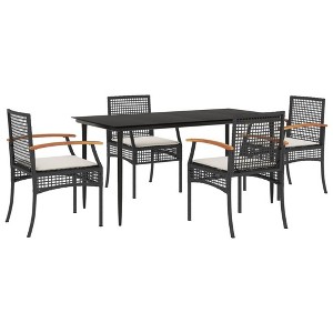 vidaXL Garden Dining Set Black, Cream White - 63" x 31.5" x 29.1" - Black - 4 Items - 1 of 4