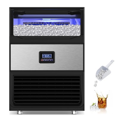 SOZT 24.4 in. Commercial Ice Maker 450 lb./24 H Stainless Steel Freestanding Ice Maker Machine with Full Cube Production