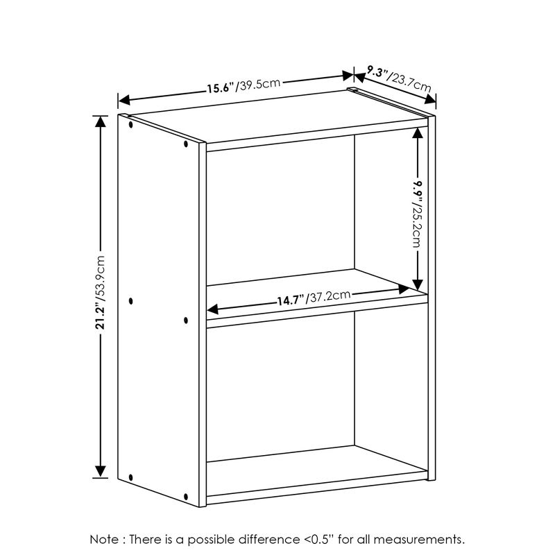 Furinno Luder 2-Tier Open Shelf Bookcase, Green/White, 3 of 5