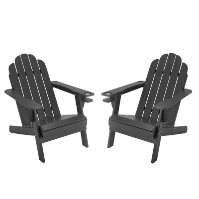 CASAINC Adirondack Chair with Cup Holder and Umbrella Hole, Set of 2