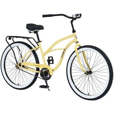 Infurnic Bicycles, Men's Beach Cruiser Bike with Wide Wheels, Rear Coaster Brakes, Yellow, 69.29"*25.98"*39.37"