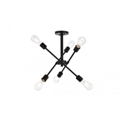 Elegant Lighting Axel 6 lights black flushmount