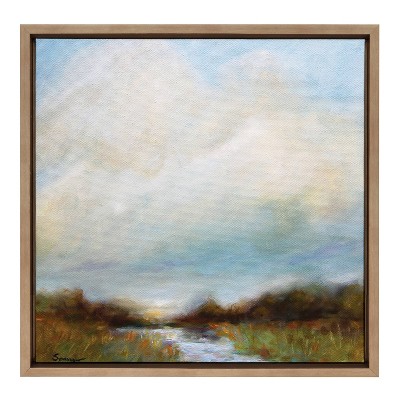 Sylvie Tranquility Landscape Canvas with Gold Frame, 22x22