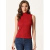 Allegra K Women's Mock Neck Sleeveless Keyhole Back Ribbed Knit Blouses - 4 of 4