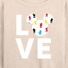 Women's - Disney - Mickey Love Fill Lightweight French Terry Wide Neck Long Sleeve Shirt - 2 of 4