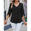 Women's 3/4 Sleeve V Neck Ruffled Casual Chiffon Top Shirts Dressy Work Outfits Blouses - 3 of 4