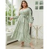 Plus Size Women's V Neck Long Sleeve Maxi Dress Floor Length Elegant Casual - 4 of 4