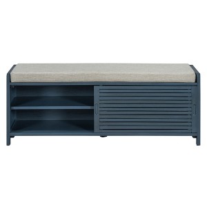 NicBex Modern 43.3" Storage Bench Wood Entryway Bench with Shutter Style Slats for Bedroom and Hallway - 1 of 4