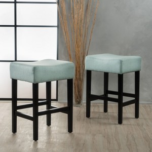 Okak 26.75 Inch Counter Stools Set of 2, Backless Fabric Barstools with Sturdy Metal Base, Minimalist Counter Height Seating - 1 of 4