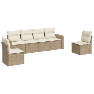 vidaXL Garden Sofa Set Beige, Cream PE rattan, Powder-coated steel Large - 1 of 4