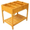 Okak Elevated Wood Planter Box with Wheels/Storage Shelf 8 Pockets for Vegetables, Flowers, Outdoor & Indoor Use, 36" x 24" x 34" - 3 of 4