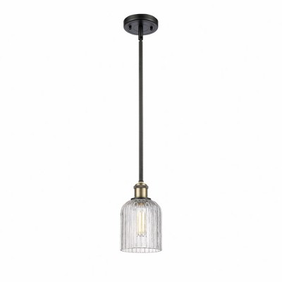 Bridal Veil - 1 Light Stem Hung Mini Pendant In Art Deco Style-9 Inches Tall and 5 Inches Wide