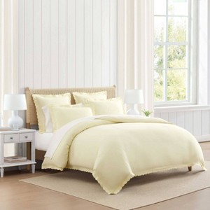 Martha Stewart Full/Queen Signature Scallop Duvet Set Yellow : Target