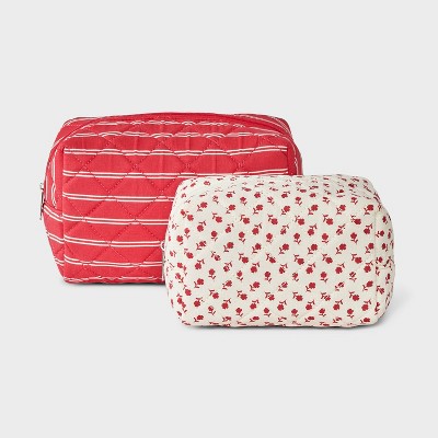 Girls' 2pk Quilted Floral Cosmetic Bag - art class™ Red