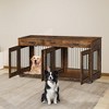 COZONY 71" Dog Crate Furniture for 2 Dogs, Wooden Double Crate with Divider Doors Large Indoor Dog Kennel TV Stand End Table for Large Medium Breeds - 2 of 4