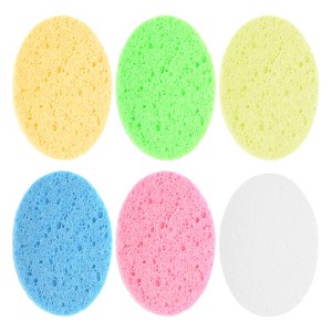 Unique Bargains Reusable Facial Sponges 4.33"x3.15"x0.31" Multicolor 6 Pcs - 1 of 4