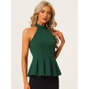 Allegra K Women's Sleeveless Summer Beach Pleated Halter Neck Peplum Shirts - 2 of 4