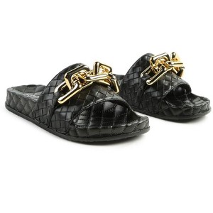 Miami Shot Bling Chain Strap Woven Slip On Women  Flats - 1 of 4