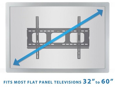 Black Steel Low-Profile TV Wall Mount for 32-60 inch Screens
