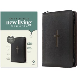 NLT Large Print Thinline Reference Zipper Bible, Filament Enabled (Leatherlike, Black Cross, Red Letter) - (Leather Bound) - 1 of 1