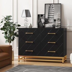 6-Drawer Wooden Dresser for Bedroom,Dresser TV Stand, Modern Storage Chest, Chest of Drawers for Bedroom, Living Room, Hallway, Entryway, Babyroom - 1 of 4